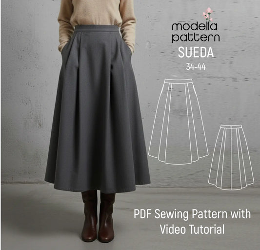 SUEDA Volume' High-Waist Pleated Skirt – Digital Sewing Pattern (PDF)
