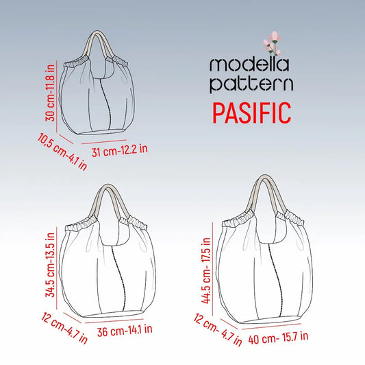PASIFIC Shoulder Bag Sewing Pattern PDF, 3 Sizes Bundle, Reversible Slouchy Tote Bag, Beach Bag & Everyday Purse DIY, Beginner Friendly