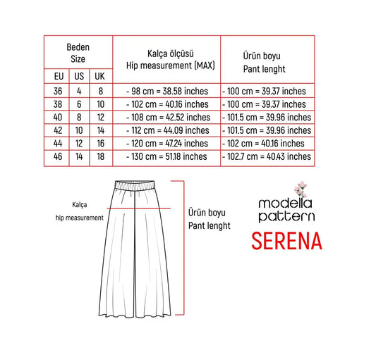 SERENA Wide-Leg Summer Pants - Digital Sewing Pattern (Sizes 34-46)