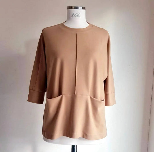 Hilal Top Sewing Pattern | Knit Half-Sleeve Top with Pockets | PDF Pattern