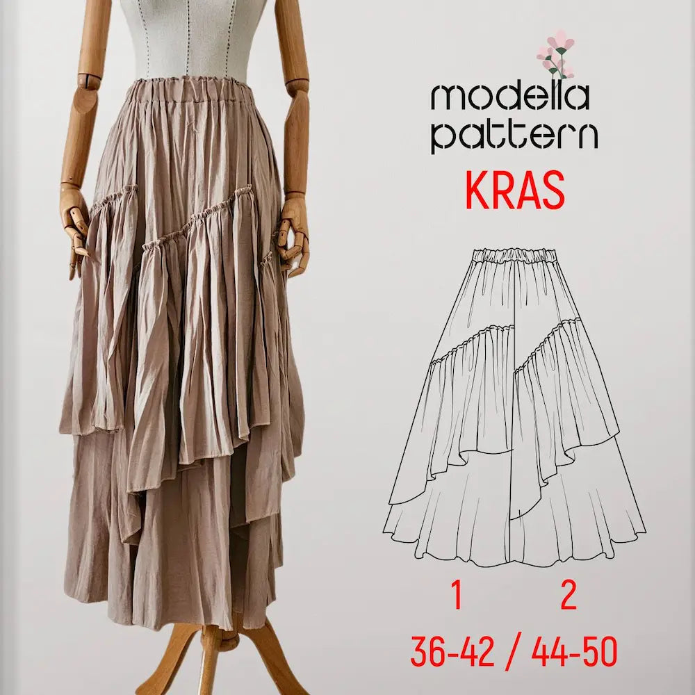 KRAS Skirt Sewing Pattern PDF – Layered Summer Skirt