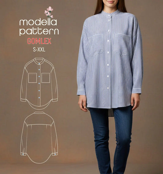 GOMLEX Oversized Shirt Sewing Pattern – PDF Download with Video Tutorial (S–2XL)