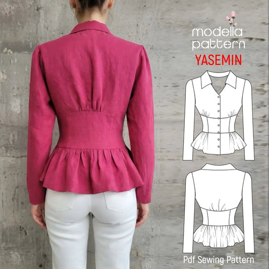 Yasemin Blouse Sewing Pattern – Modern Corset-Style and Peplum PDF Pattern