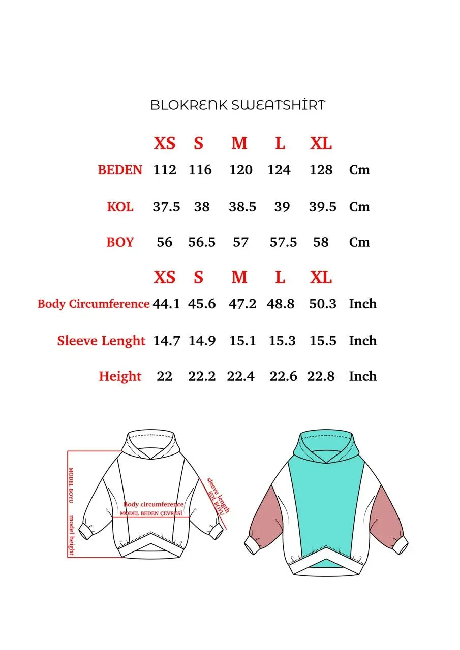 Blok Renk Bloklu Sweatshirt Dikiş Kalıbı PDF | XS-XL Beden | Kontrastlı Bel Detaylı Örme Kumaş Üst