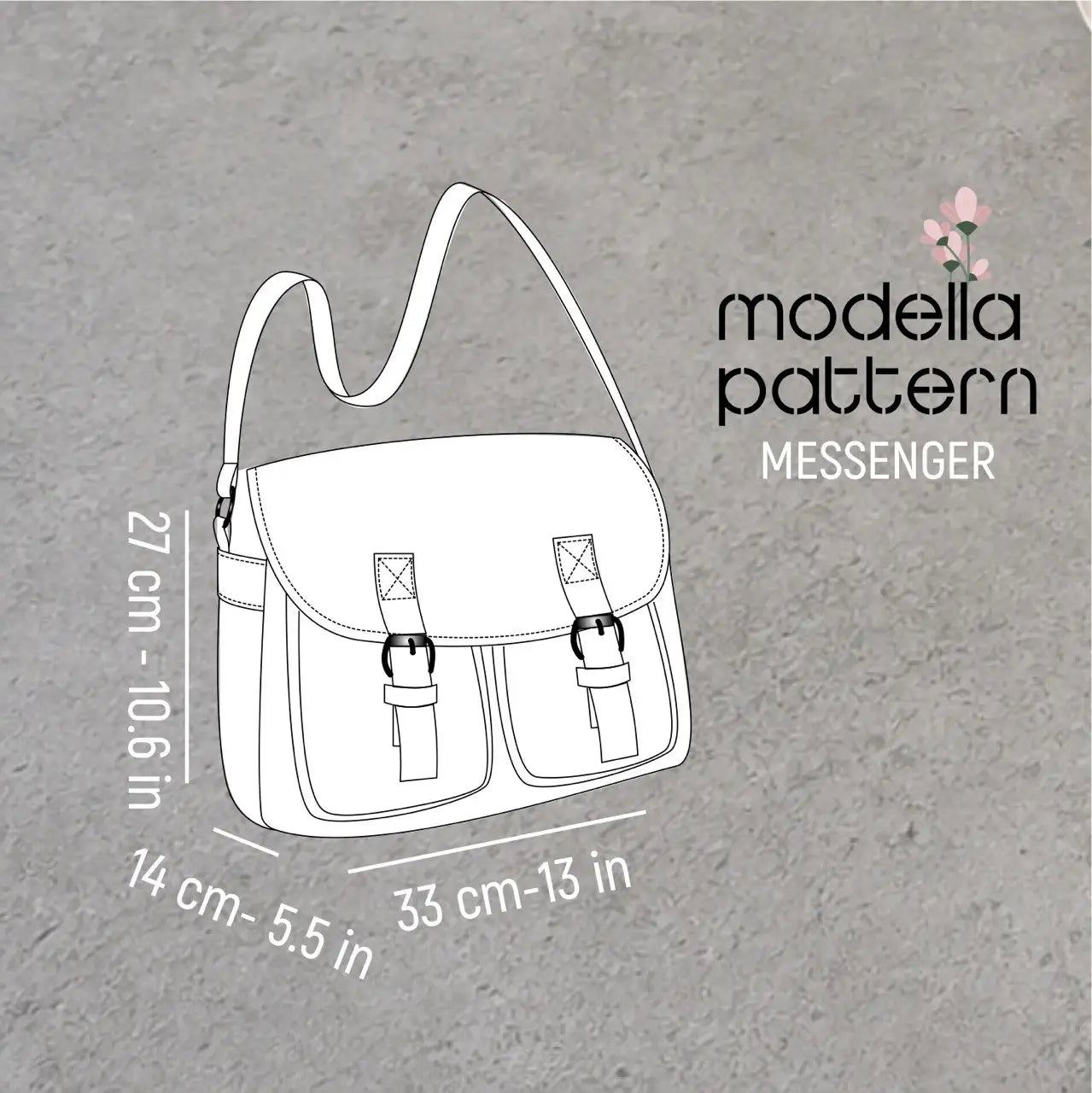 MESSENGER Bag Sewing Pattern PDF, Classic Flap Crossbody Laptop Bag DIY, Lined Zip-Top Messenger Purse Pattern, A0-A4-US Letter