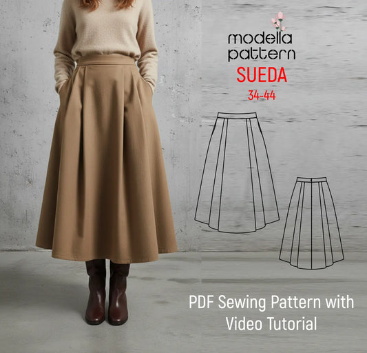 SUEDA Volume' High-Waist Pleated Skirt – Digital Sewing Pattern (PDF)