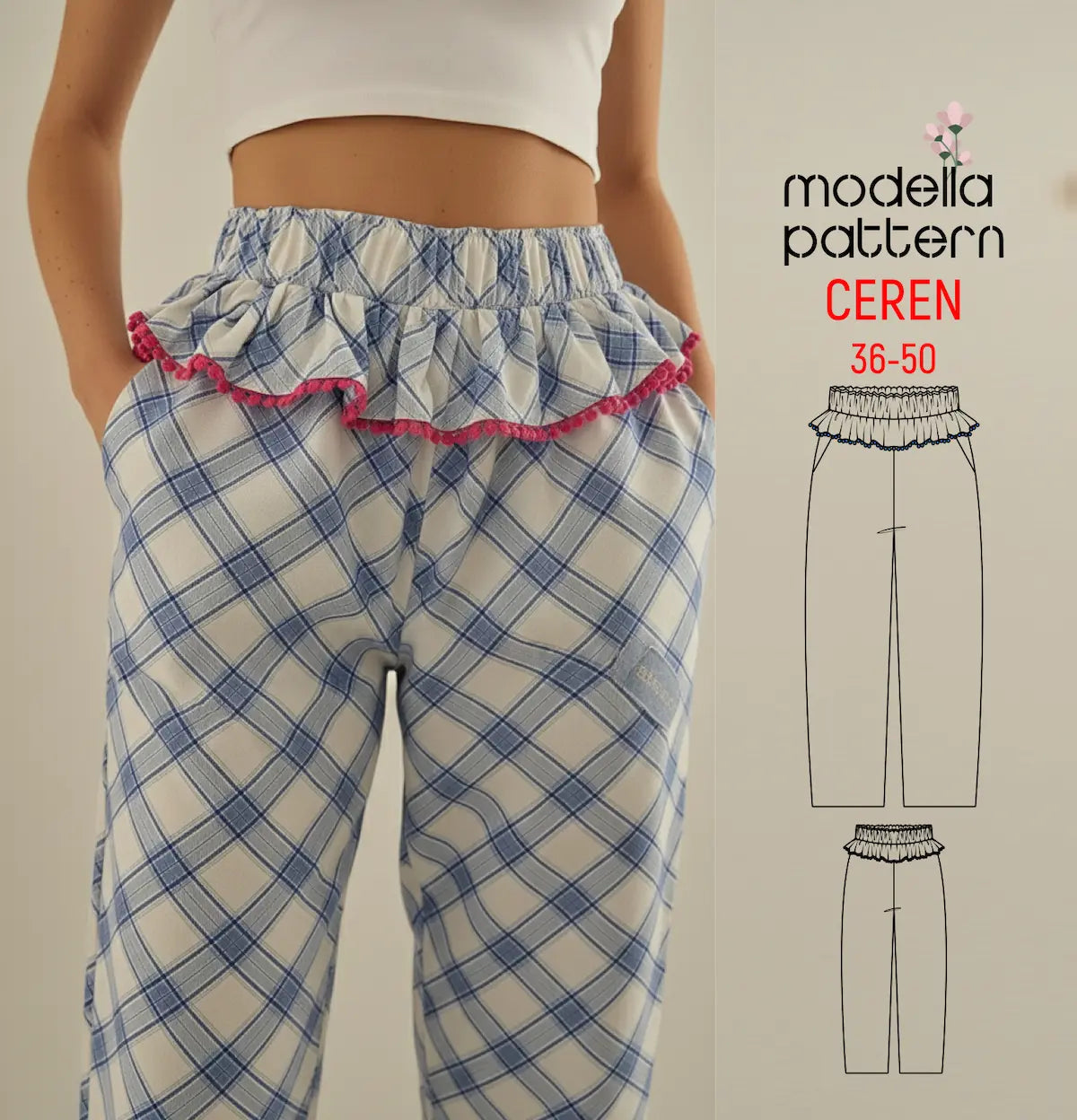 CEREN Pajama Pant Sewing Pattern – PDF Download- 36-50