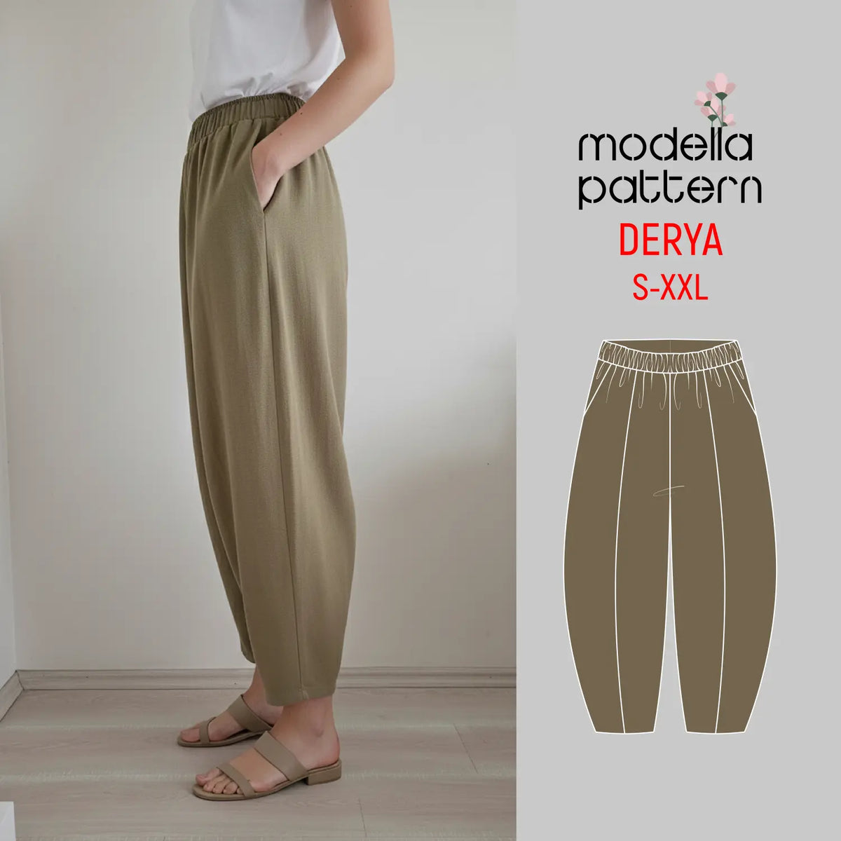 Patterns Modella DERYA — Relaxed Fit Harem Pants Sewing Pattern | Sizes S–XXL | Two Fit ...