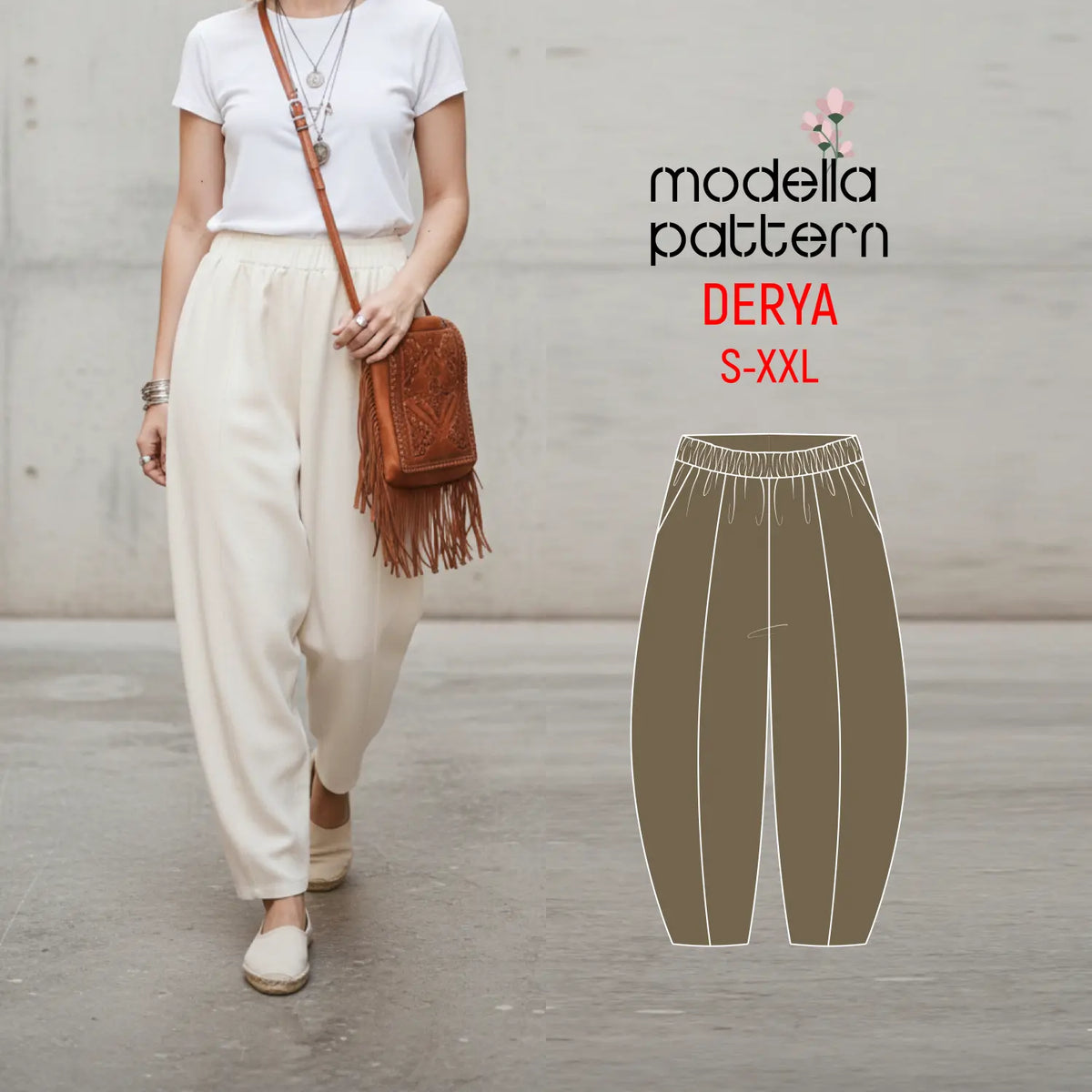 Patterns Modella DERYA — Relaxed Fit Harem Pants Sewing Pattern | Sizes S–XXL | Two Fit ...