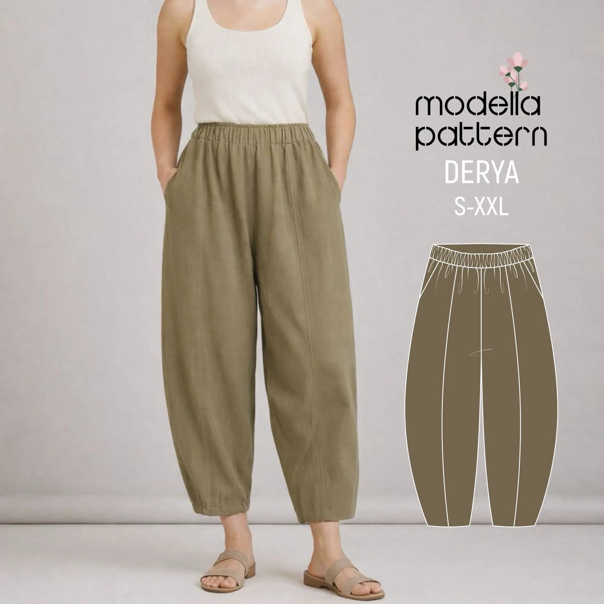 Patterns Modella DERYA — Relaxed Fit Harem Pants Sewing Pattern | Sizes S–XXL | Two Fit ...