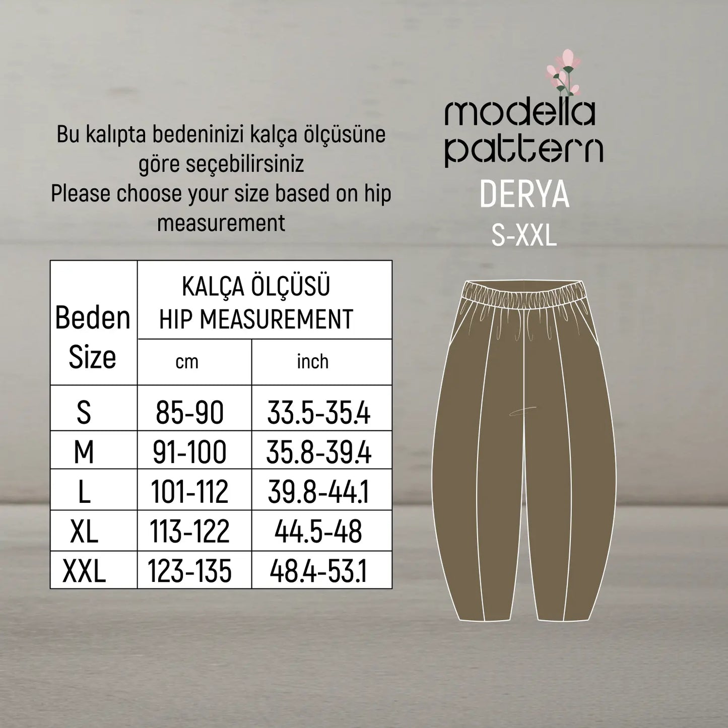 DERYA — Relaxed Fit Harem Pants Sewing Pattern | Sizes S–XXL | Two Fit Range Options