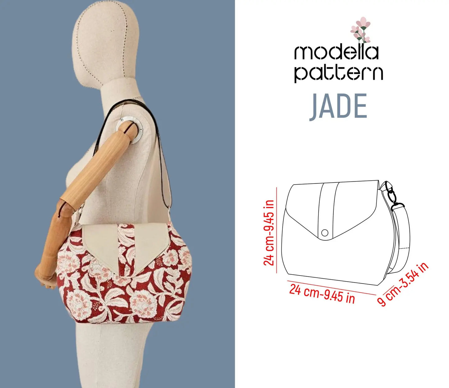 JADE Crossbody Bag Sewing Pattern PDF, Lined Everyday Shoulder Bag DIY, Flap Closure Purse Pattern with Pockets, Digital Download