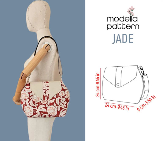 JADE Crossbody Bag Sewing Pattern PDF, Lined Everyday Shoulder Bag DIY, Flap Closure Purse Pattern with Pockets, Digital Download