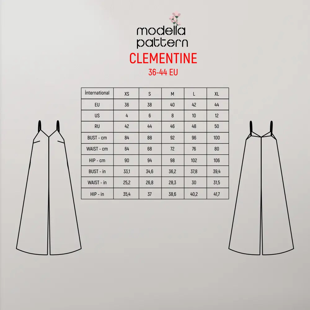 Clementine Tulum Elbise Dikiş Kalıbı | Askılı Yazlık Elbise PDF | Viskon Keten Tencel