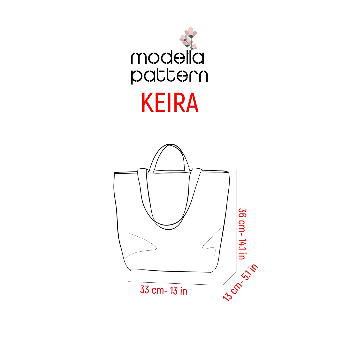 Keira Bag Sewing Pattern PDF | Stylish Everyday Tote with Zipper Closure | Modella Patterns