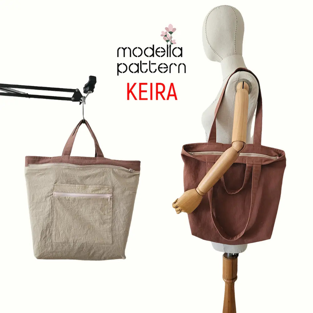 Keira Bag Sewing Pattern PDF | Stylish Everyday Tote with Zipper Closure | Modella Patterns