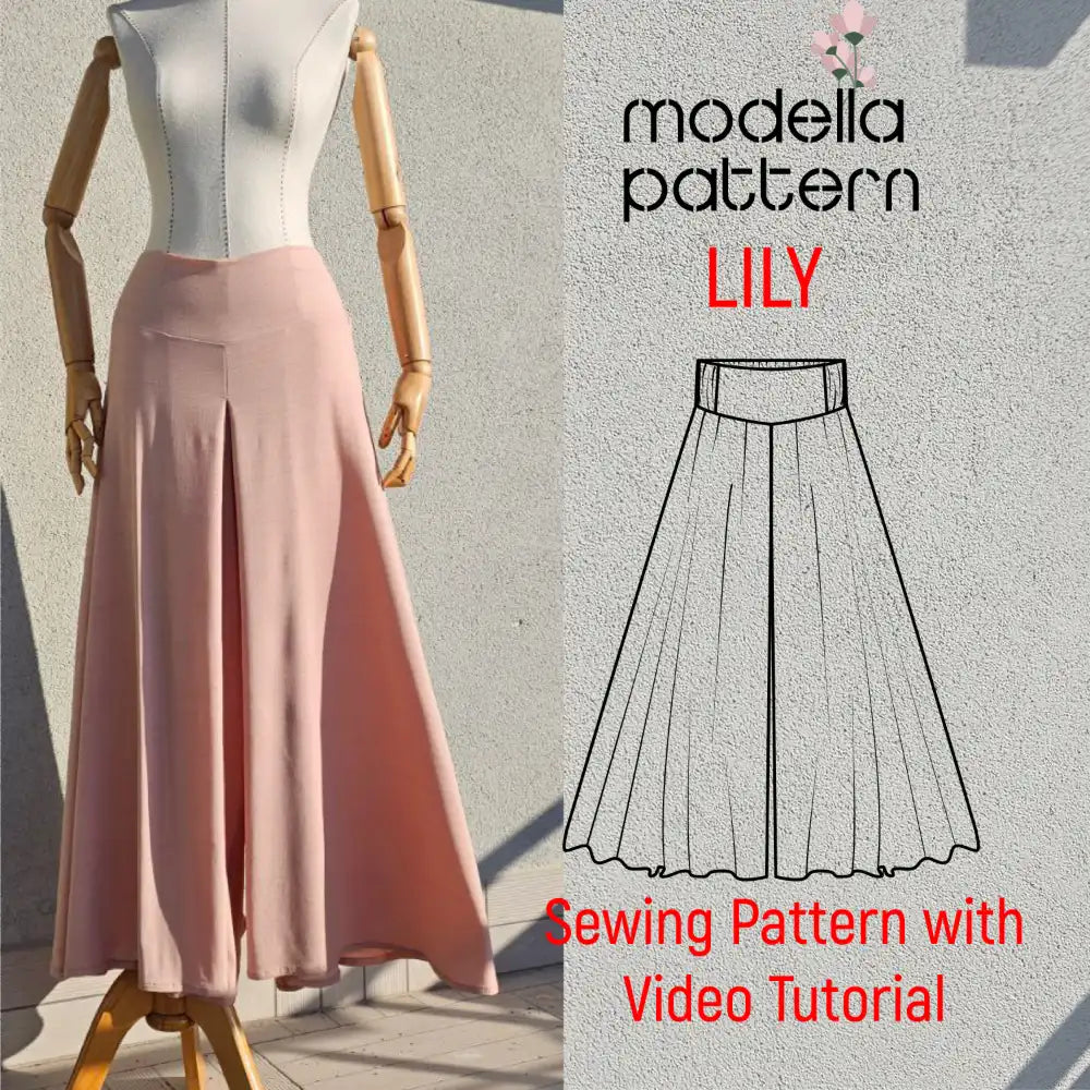 Lily Pants Sewing Pattern | Wide-Leg Elastic Waist Pants PDF | Beginner-Friendly Pattern