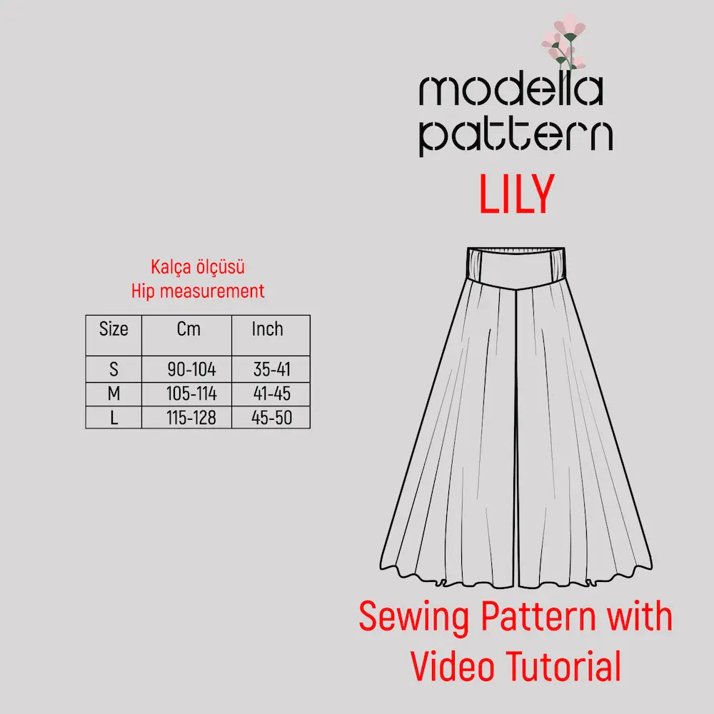 Lily Pants Sewing Pattern | Wide-Leg Elastic Waist Pants PDF | Beginner-Friendly Pattern