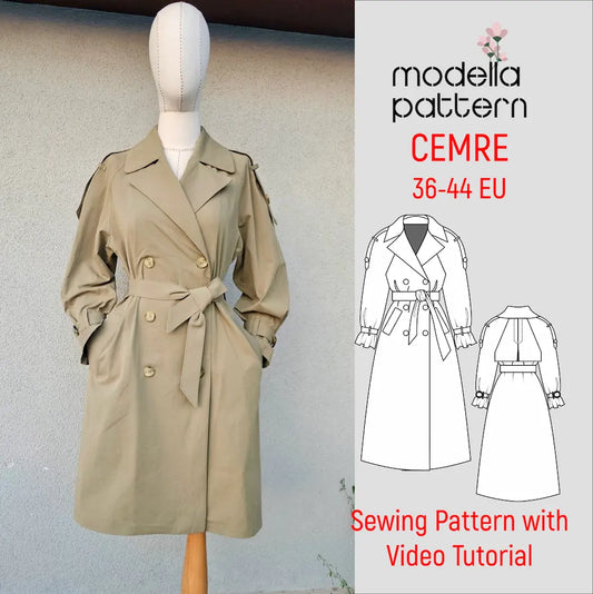 Cemre Trench Coat Sewing Pattern (Sizes 36-46)