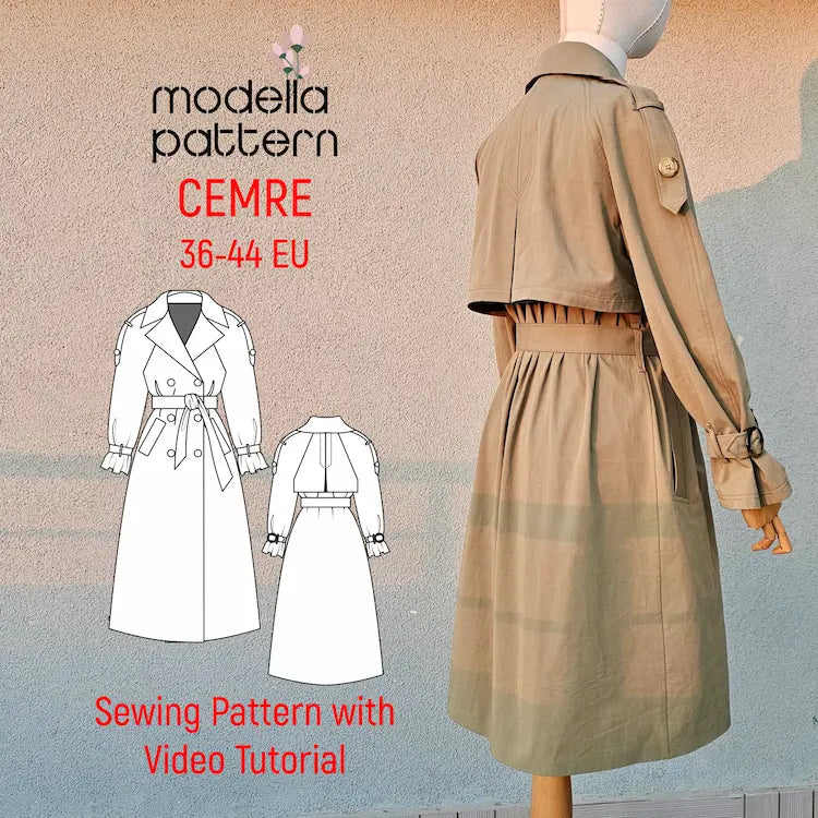 Pattern 46 Aut Cemre Trench Coat Sewing Pattern (Sizes 36-46) – Modella Pattern