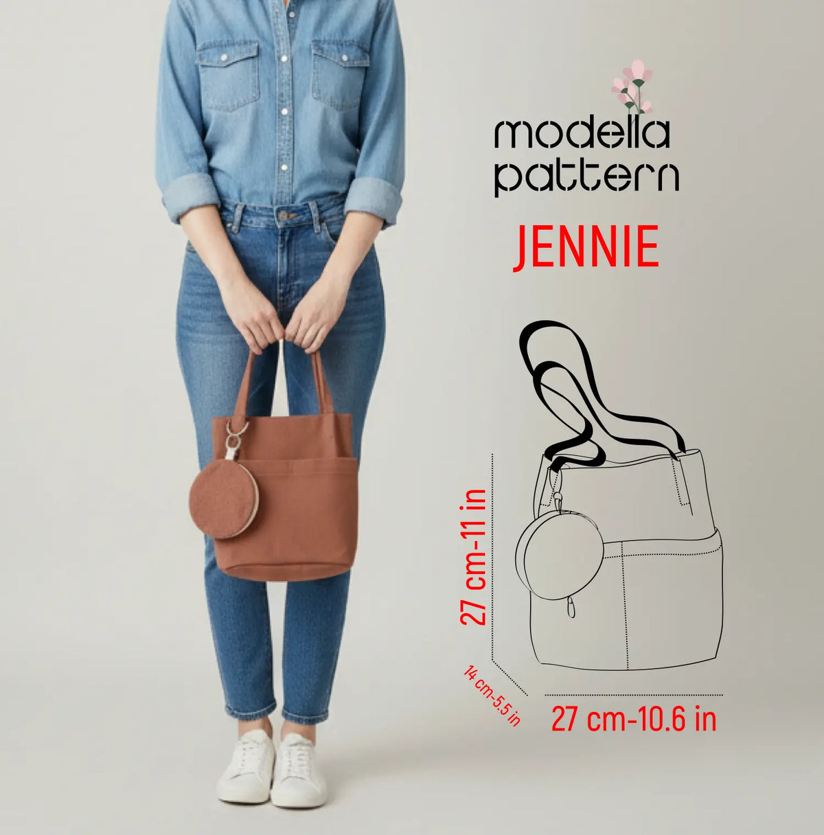 Patterns Modella Jennie Bag Sewing Pattern PDF | Everyday Structured Bag + Bonus Coin P ...