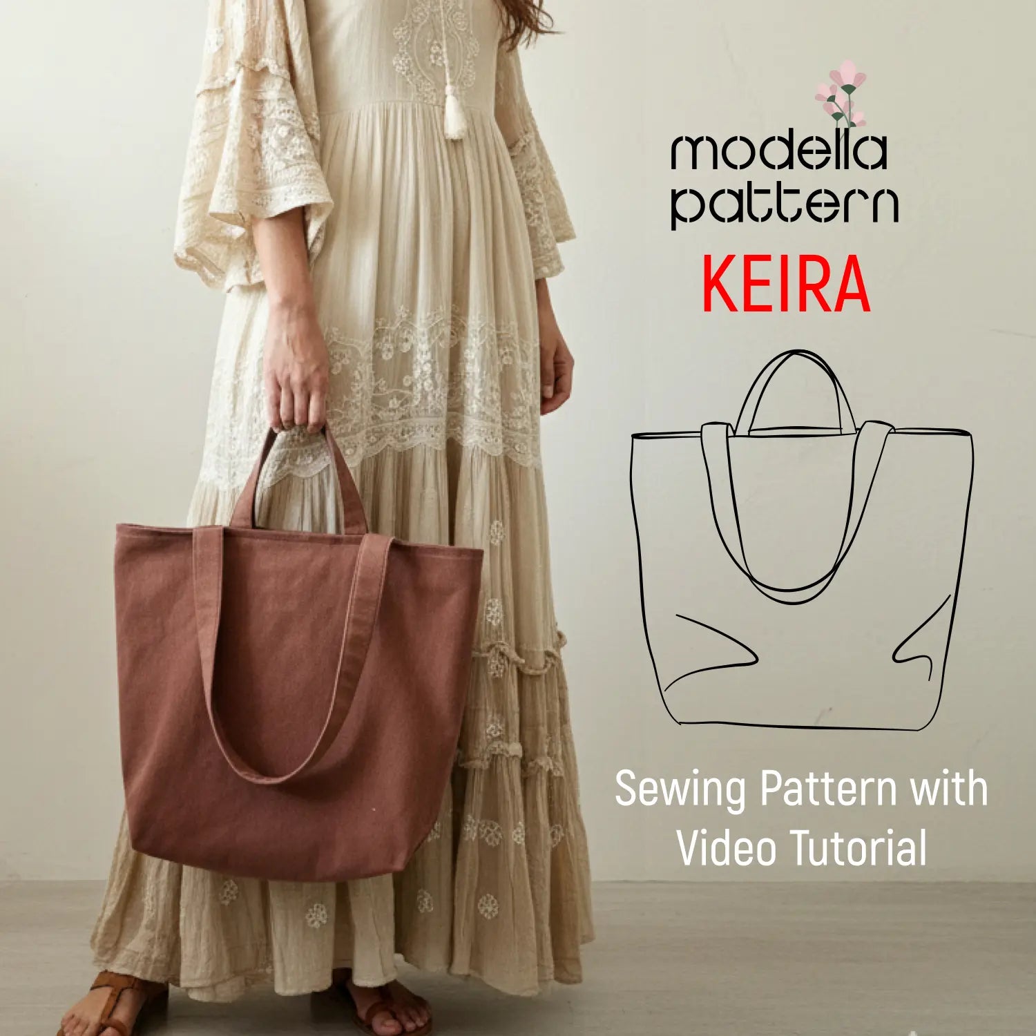 Keira Bag Sewing Pattern PDF | Stylish Everyday Tote with Zipper Closu ...