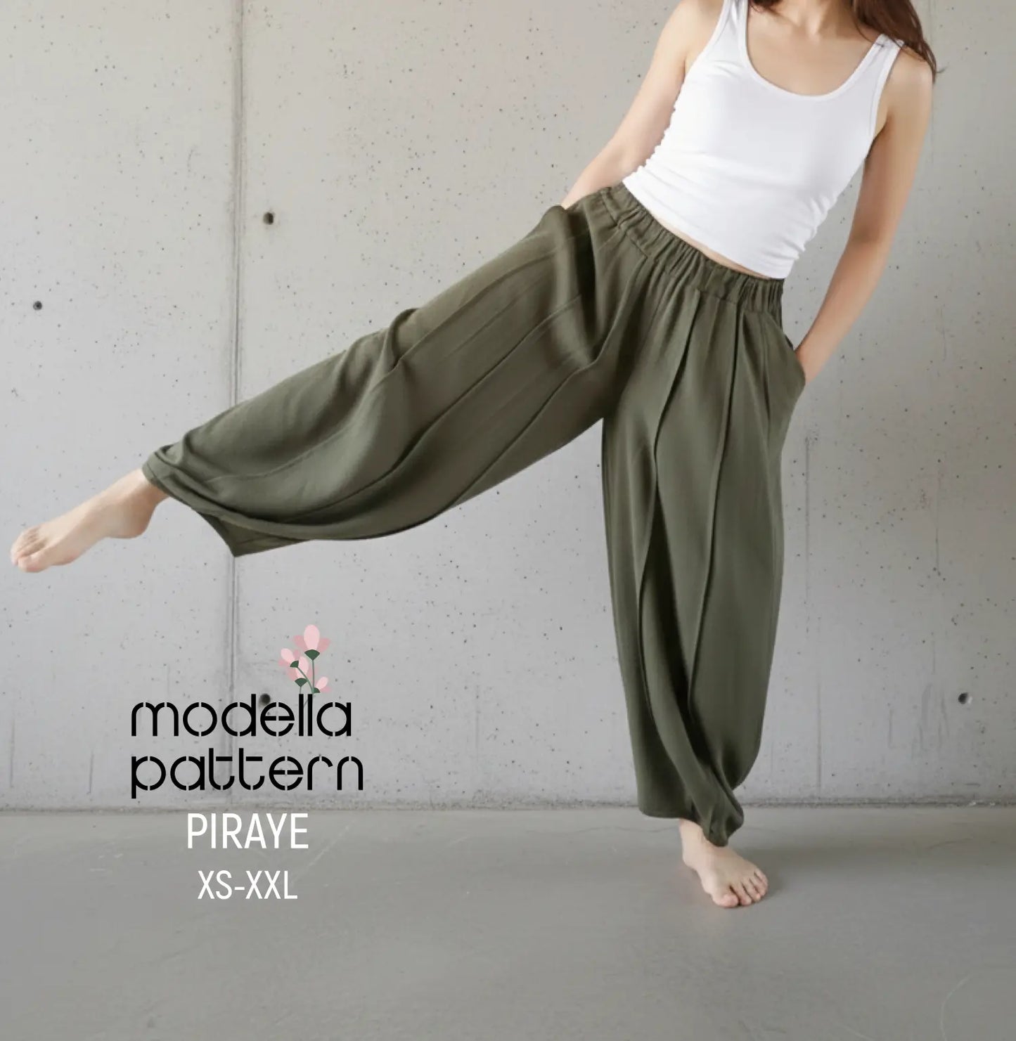 Piraye Segmented Yoga Pants Sewing Pattern | XS–XXL | Relaxed Fit, Drop-Crotch, Everyday Comfort