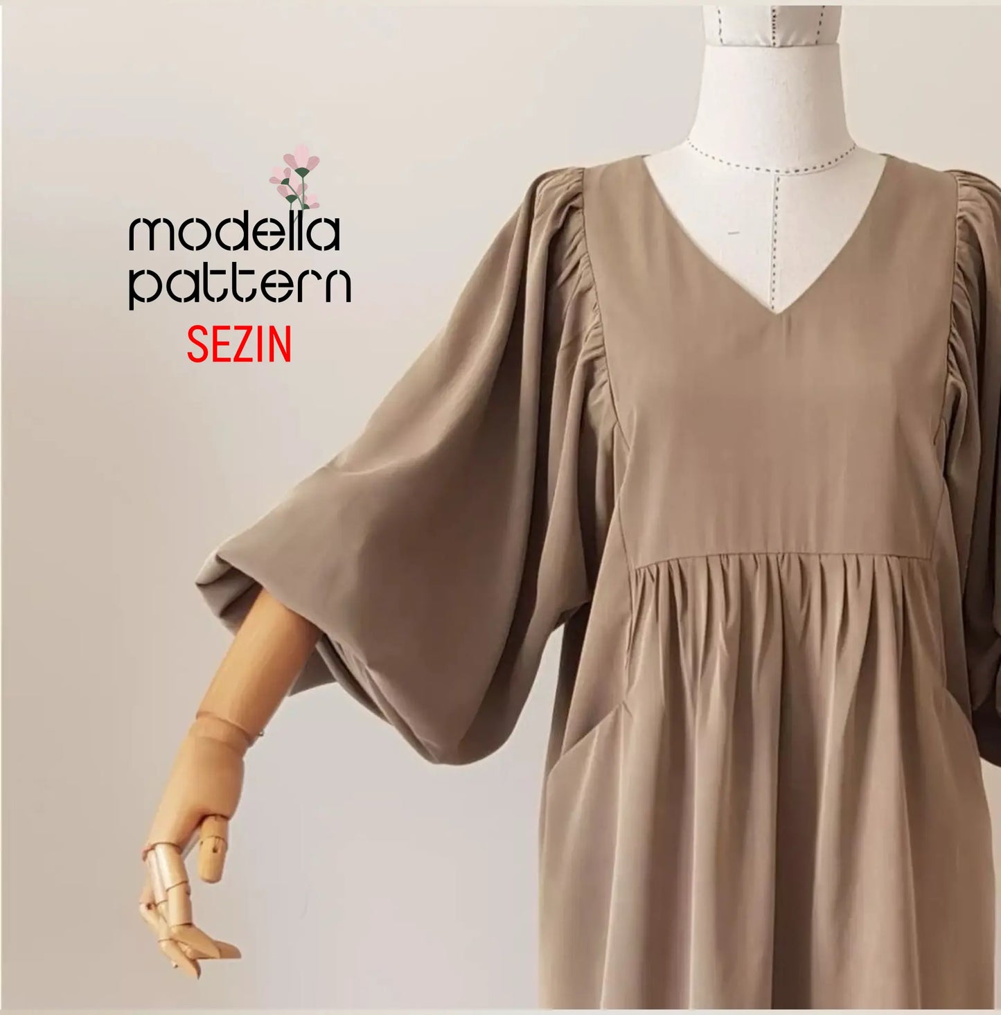 Sezin Hacimli Balon Kol & Fırfır Detaylı Maxi Elbise Dijital Dikiş Kalıbı (XS-XL)