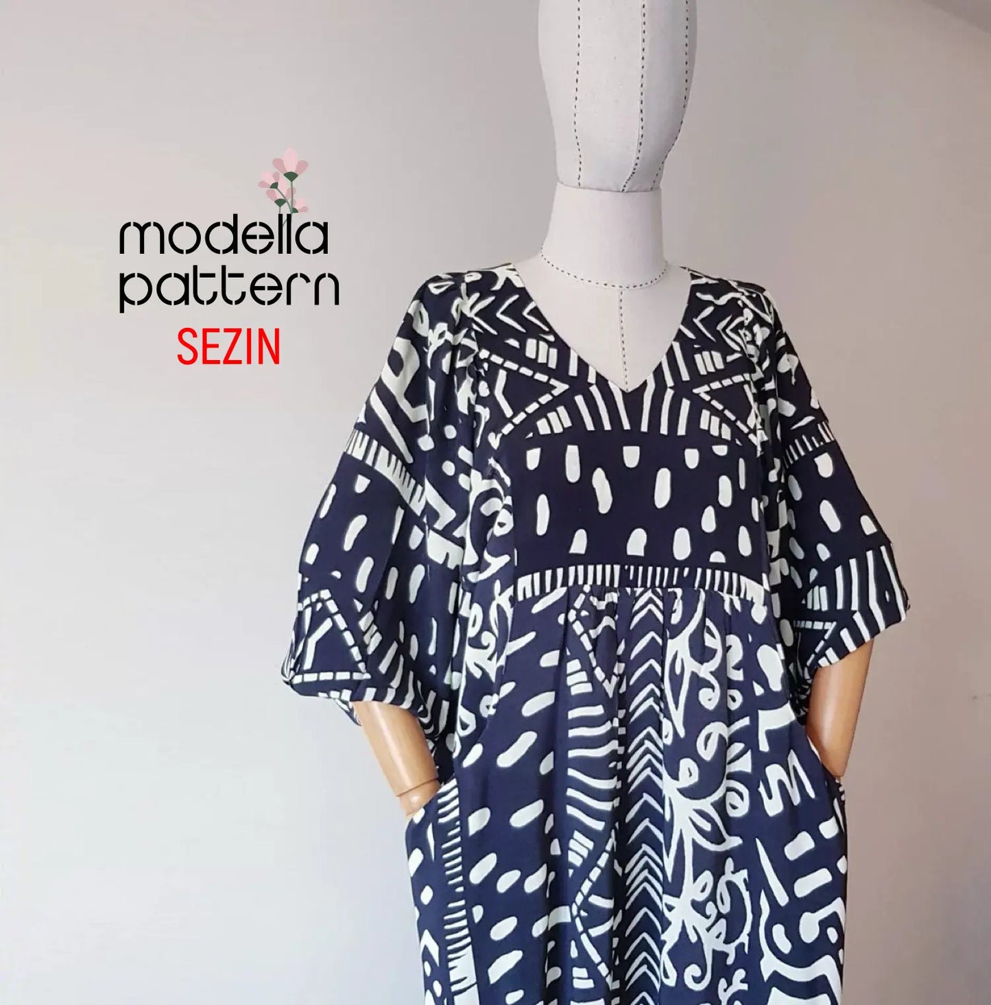 Sezin Hacimli Balon Kol & Fırfır Detaylı Maxi Elbise Dijital Dikiş Kalıbı (XS-XL)