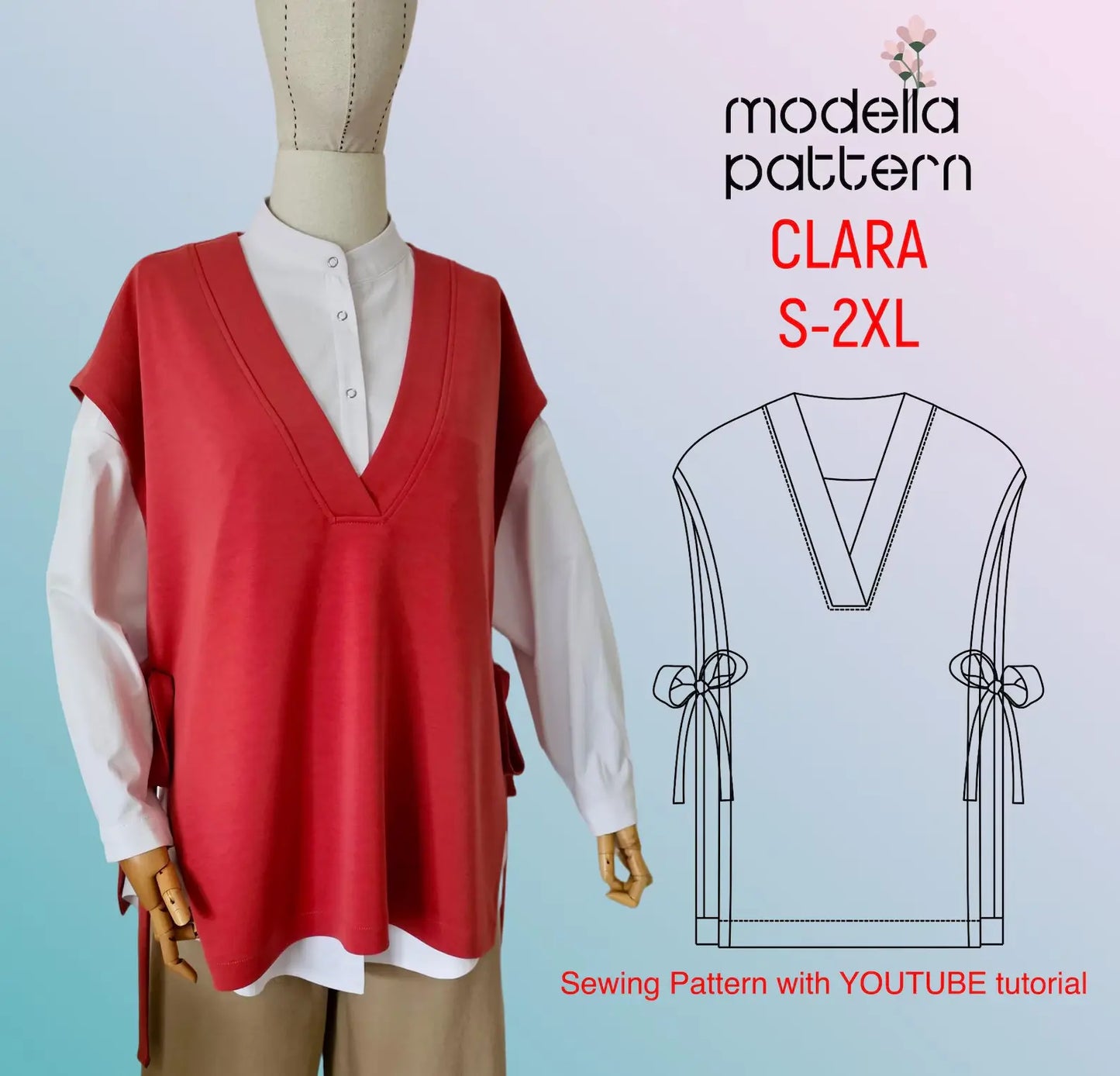 CLARA Sleeveless Knit Vest Sewing Pattern – PDF Download with Video Tutorial