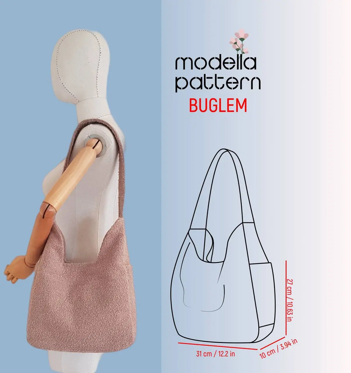 Patterns Modella Buglem Shoulder Bag Sewing Pattern PDF | Minimalist Tote Pattern ...