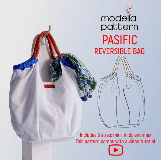 PASIFIC Shoulder Bag Sewing Pattern PDF, 3 Sizes Bundle, Reversible Slouchy Tote Bag, Beach Bag & Everyday Purse DIY, Beginner Friendly