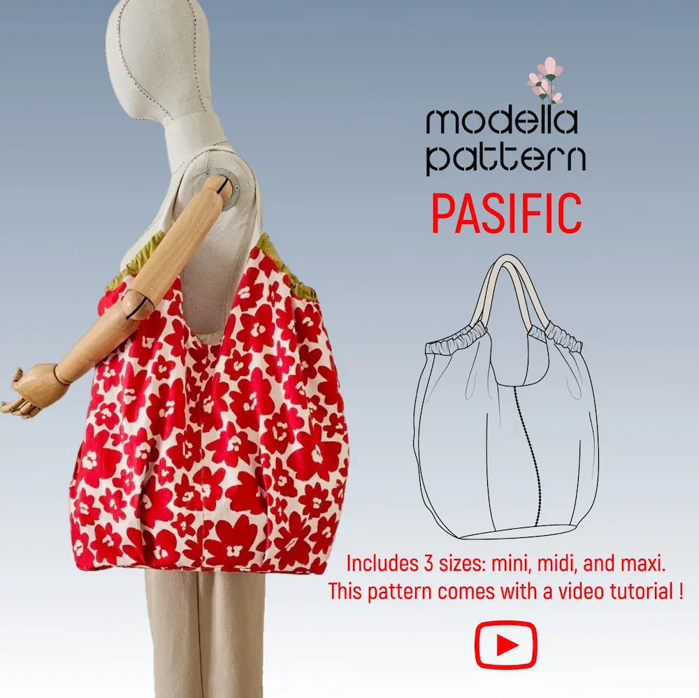 PASIFIC Shoulder Bag Sewing Pattern PDF, 3 Sizes Bundle, Reversible Slouchy Tote Bag, Beach Bag & Everyday Purse DIY, Beginner Friendly
