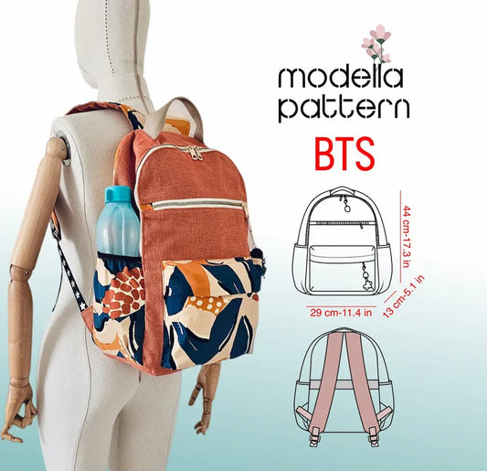 BTS Large Capacity Backpack Sewing Pattern PDF | School, Travel & Laptop Bag