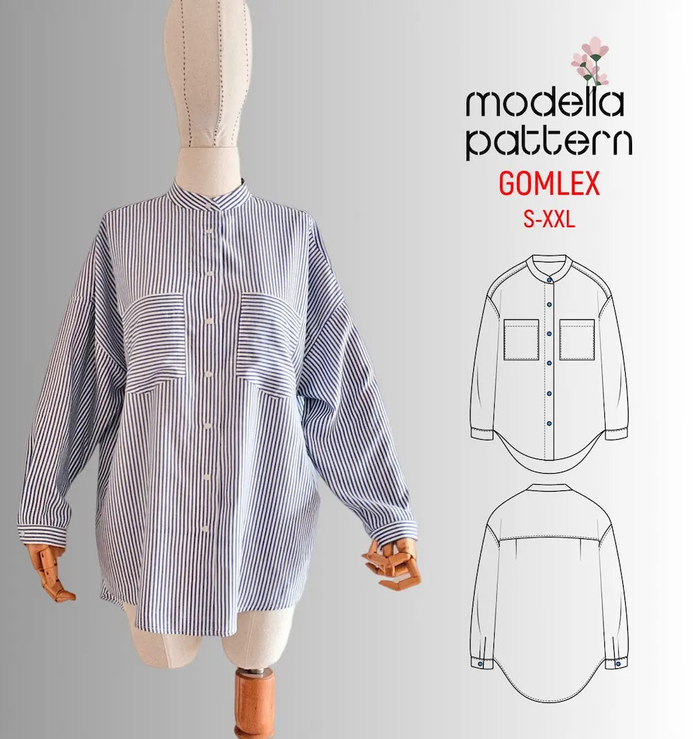 GOMLEX Oversize Gömlek Dikiş Kalıbı – Video Eğitimli PDF (S–2XL)