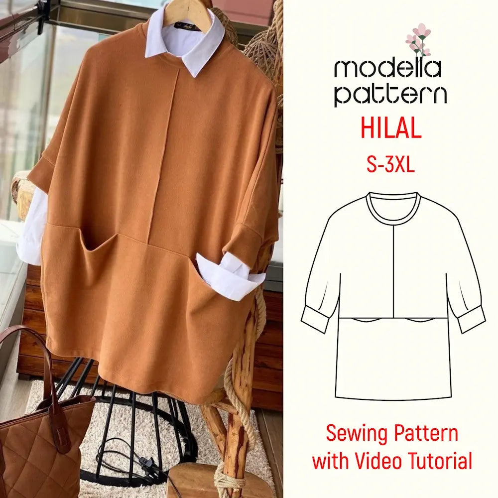 Hilal Top Sewing Pattern | Knit Half-Sleeve Top with Pockets | PDF Pattern