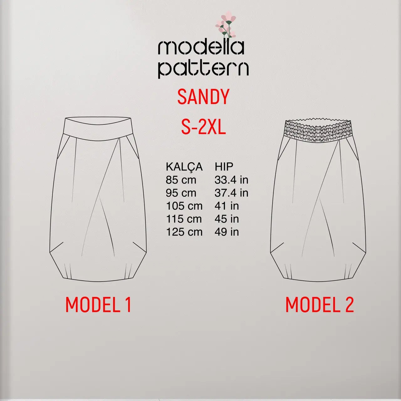 Sandy Skirt Sewing Pattern | Asymmetric Skirt with Pockets | PDF Pattern