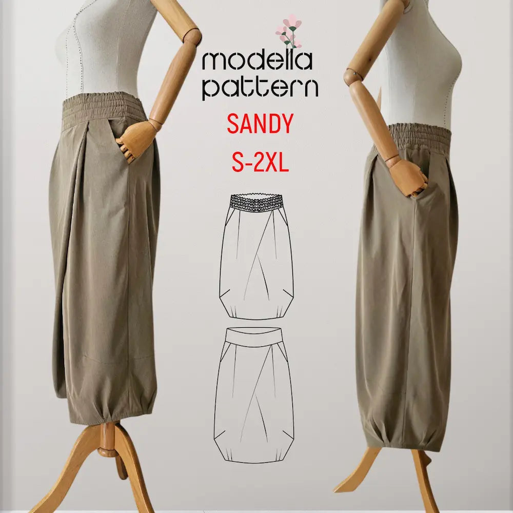 Sandy Skirt Sewing Pattern | Asymmetric Skirt with Pockets | PDF Pattern