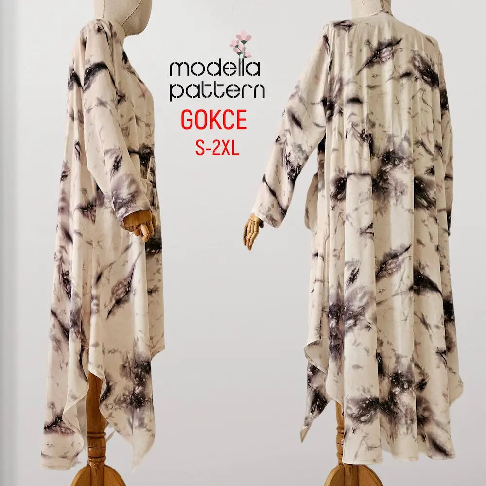 Gokce Abaya Sewing Pattern | Asymmetric Abaya with Pockets | Modest Dress PDF Pattern
