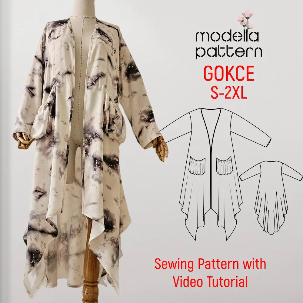 Gokce Abaya Sewing Pattern | Asymmetric Abaya with Pockets | Modest Dress PDF Pattern