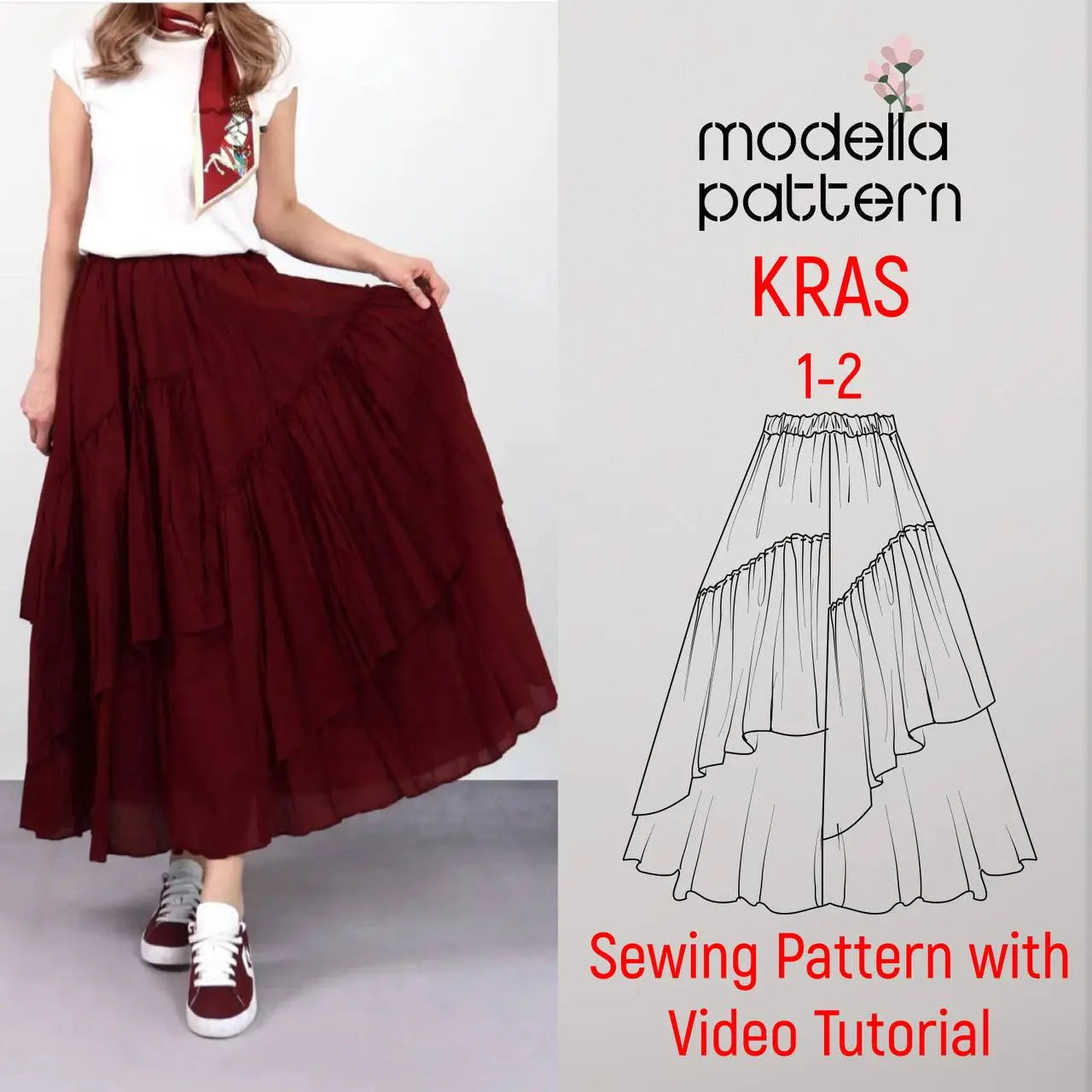 KRAS Skirt Sewing Pattern PDF – Layered Summer Skirt