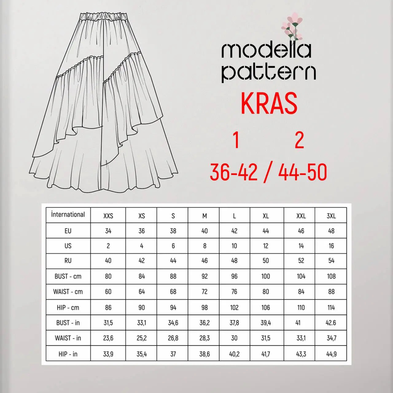 KRAS Skirt Sewing Pattern PDF – Layered Summer Skirt