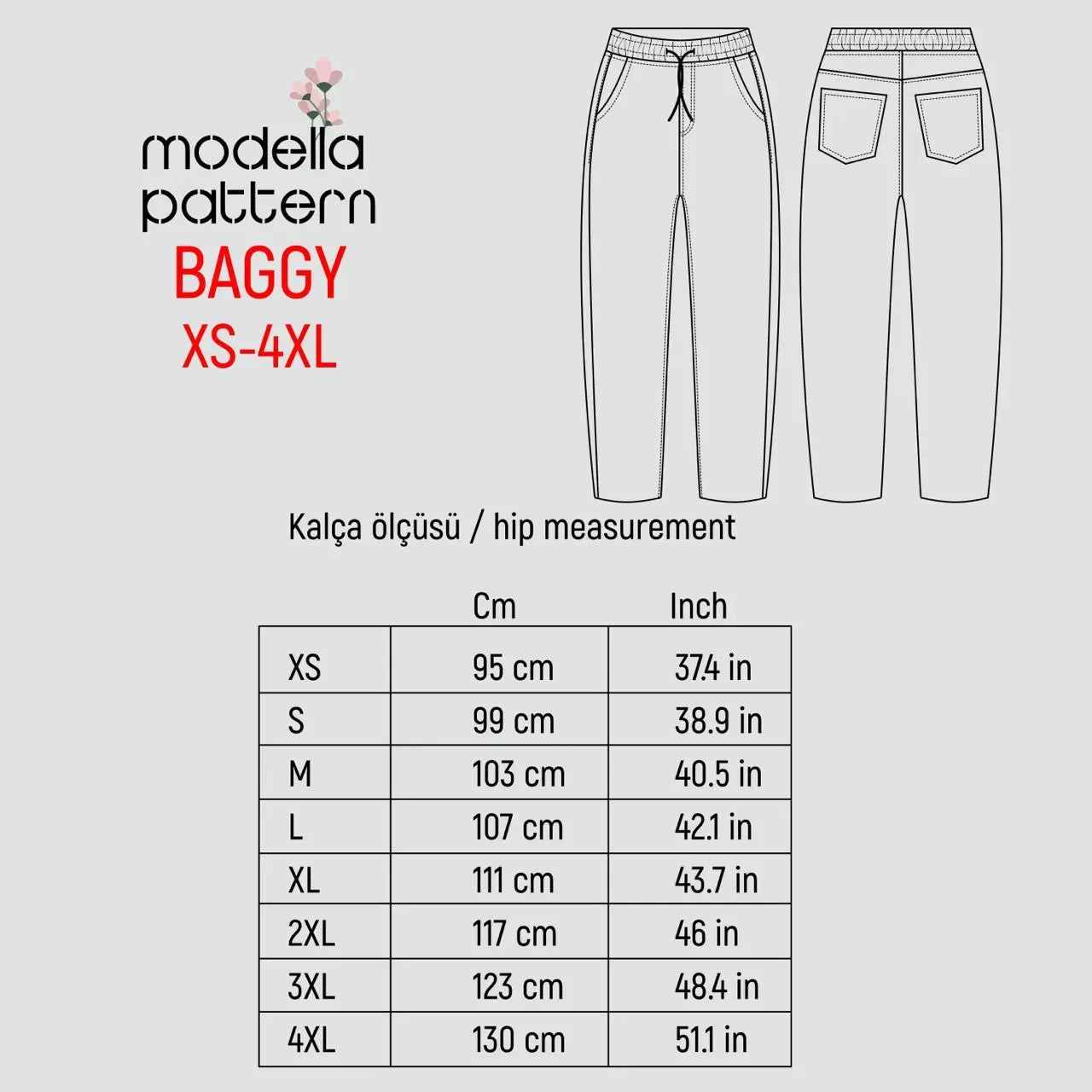 Bol Kesim Erkek Pantolon Dikiş Kalıbı PDF – Rahat Kesim, Lastikli Bel