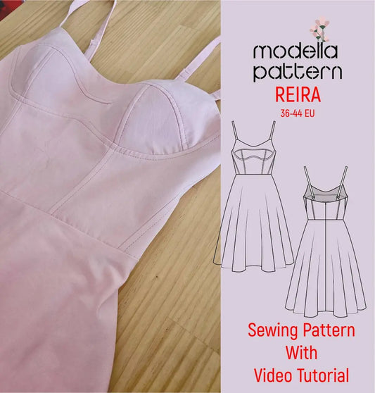 REIRA Bustier Dress Digital Sewing Pattern | Strapless Style Midi Dress with Straps PDF Pattern | Sizes 36-44 | Advanced Level Video Tutorial