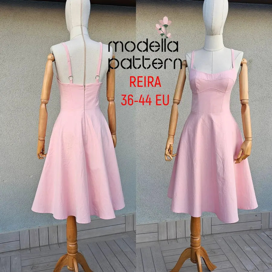 REIRA Bustier Dress Digital Sewing Pattern | Strapless Style Midi Dress with Straps PDF Pattern | Sizes 36-44 | Advanced Level Video Tutorial