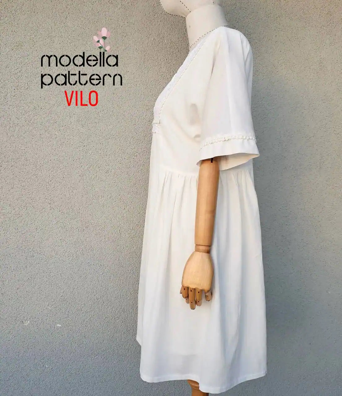 VILO Dress Sewing Pattern PDF, Lined Summer Bohemian Mini Dress, Romantic Lace Detail Shift Dress, Sizes 1-2-3 (EU 38-48)
