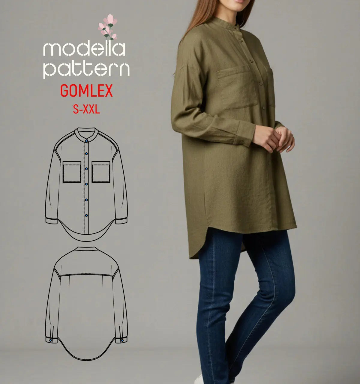 GOMLEX Oversize Gömlek Dikiş Kalıbı – Video Eğitimli PDF (S–2XL)