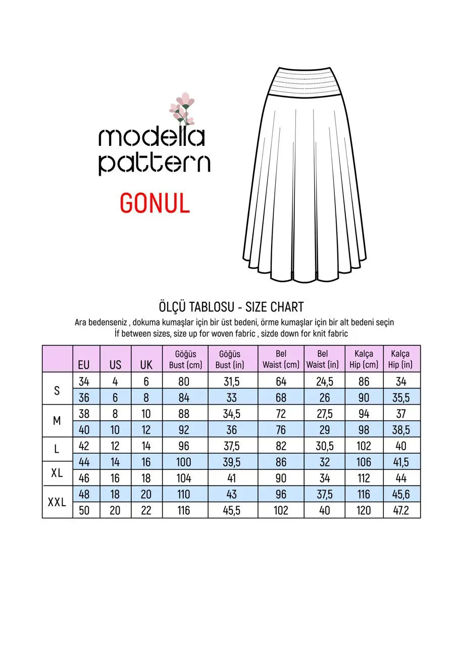 GONUL Corset-Waist Full Circle Skirt – Digital Sewing Pattern & Tutorial