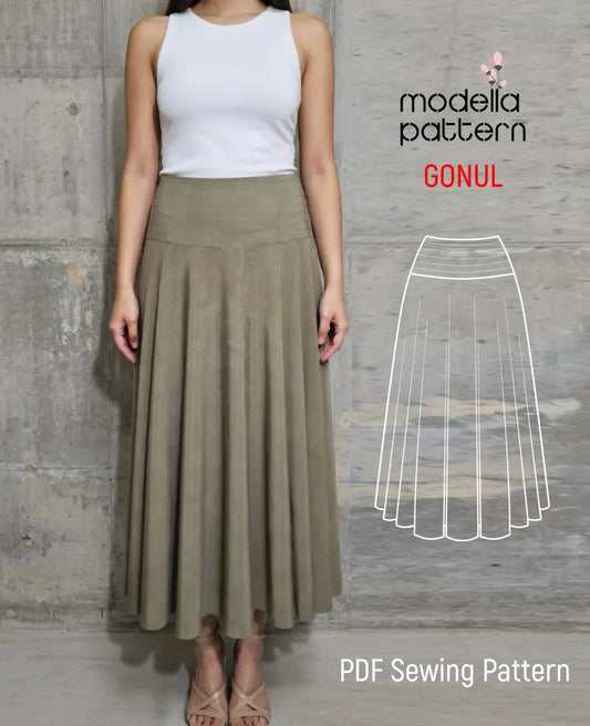 GONUL Corset-Waist Full Circle Skirt – Digital Sewing Pattern & Tutorial