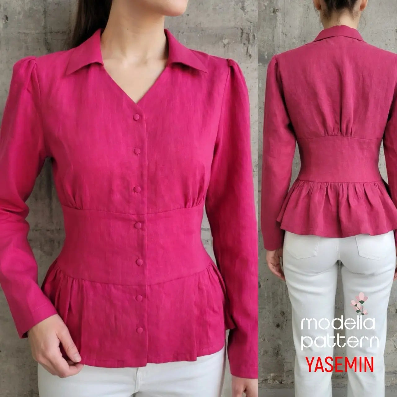 Yasemin Blouse Sewing Pattern – Modern Corset-Style and Peplum PDF Pattern